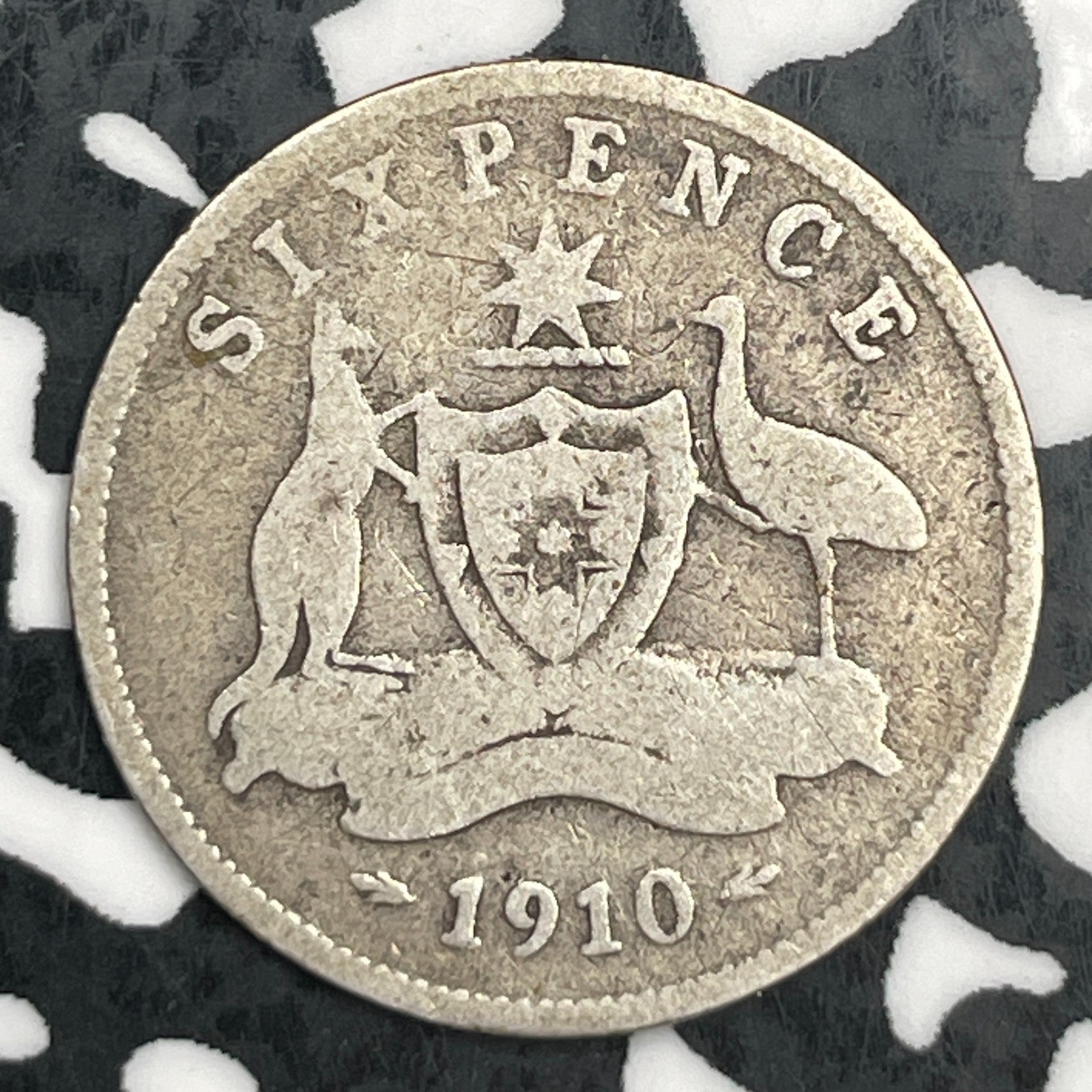 1910 Australia 6 Pence Sixpence Lot#F6544 Silver!