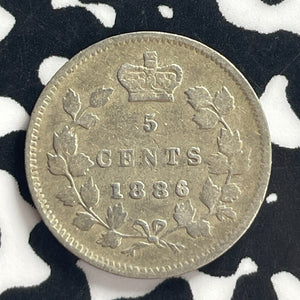 1886 Canada 5 Cents Lot#T7894 Silver! Large '6'