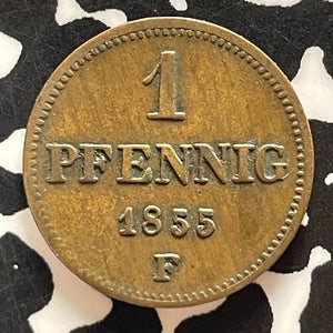 1855-F Germany Saxony 1 Pfennig Lot#T5172