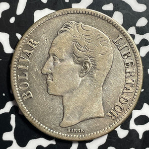 1937 Venezuela 5 Bolivares Lot#T1485 Large Silver Coin!