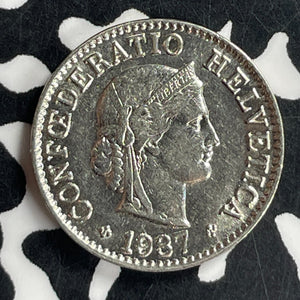 1937 Switzerland 5 Rappen Lot#T6781 High Grade! Beautiful!
