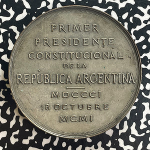 1901 Argentina Justo Jose De Urquiza Medal Lot#OV1579 71mm
