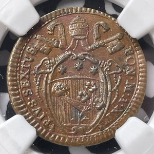 1786 Papal States 1 Quattrino NGC MS63BN Lot#G9019 Top Graded! Choice UNC!