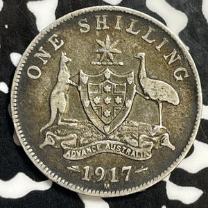 1917-M Australia 1 Shilling Lot#E4416 Silver!