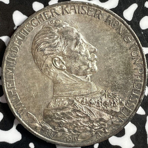 1913 Germany Prussia 3 Mark Lot#D8876 Silver! High Grade! Beautiful! KM#535