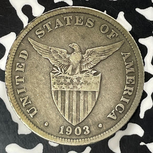 1903 U.S. Philippines 50 Centavos Lot#T5232 Silver!