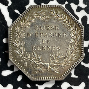 Undated France Rennes Savings Bank Octagonal Jeton Lot#JM9776 Silver! 32mm