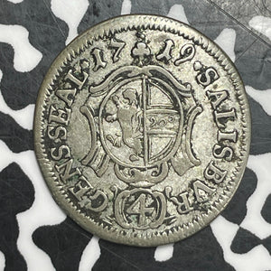 1719 Austria Salzburg 4 Kreuzer Lot#T6524 Silver!