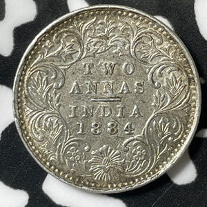 1884 India 2 Annas Lot#E4882 Silver! Nice!