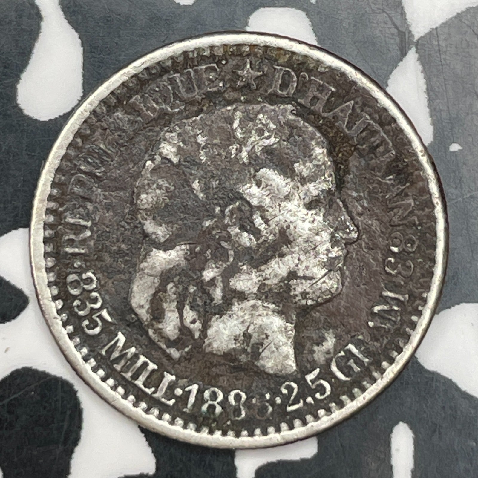 1883 Haiti 10 Centimes Lot#F8250 Silver!