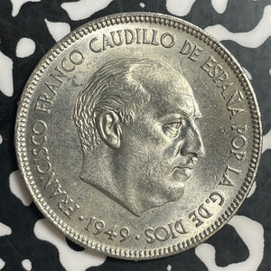 1949(49) Spain 5 Pesetas Lot#T3706 High Grade! Beautiful!