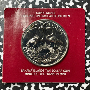 1976 Bahamas $2 Dollars Brilliant Uncirculated Lot#B1776 In Franklin Mint Flip