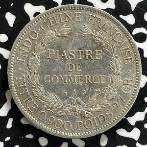 1902-A French Indo-China 1 Piastre Lot#JM0216 Silver! Nice Detail, Old Cleaning