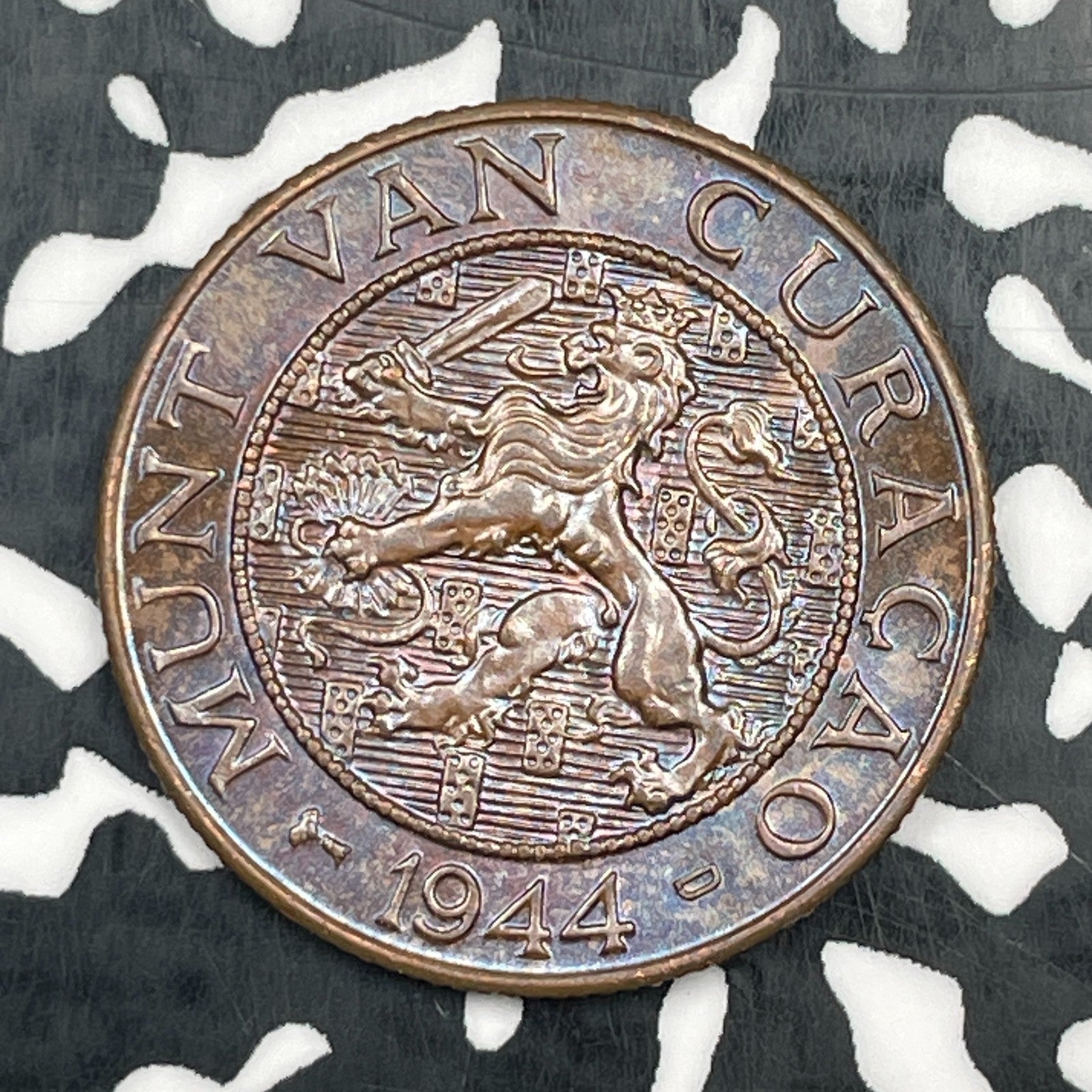 1944-D Curacao 2 1/2 Cents Lot#N1530 High Grade! Beautiful!