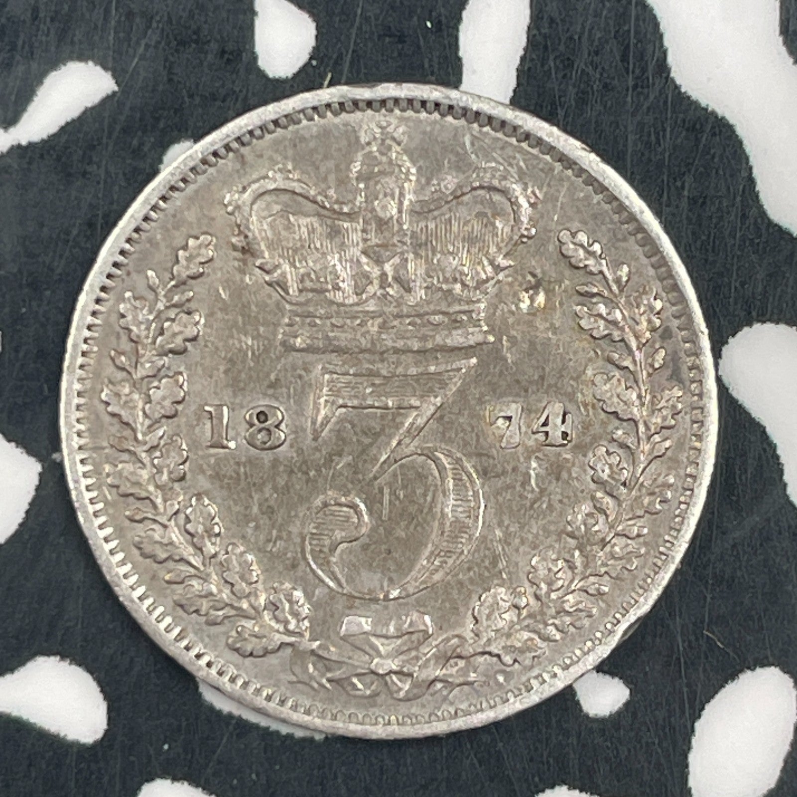 1874 Great Britain 3 Pence Threepence Lot#F5661 Silver!