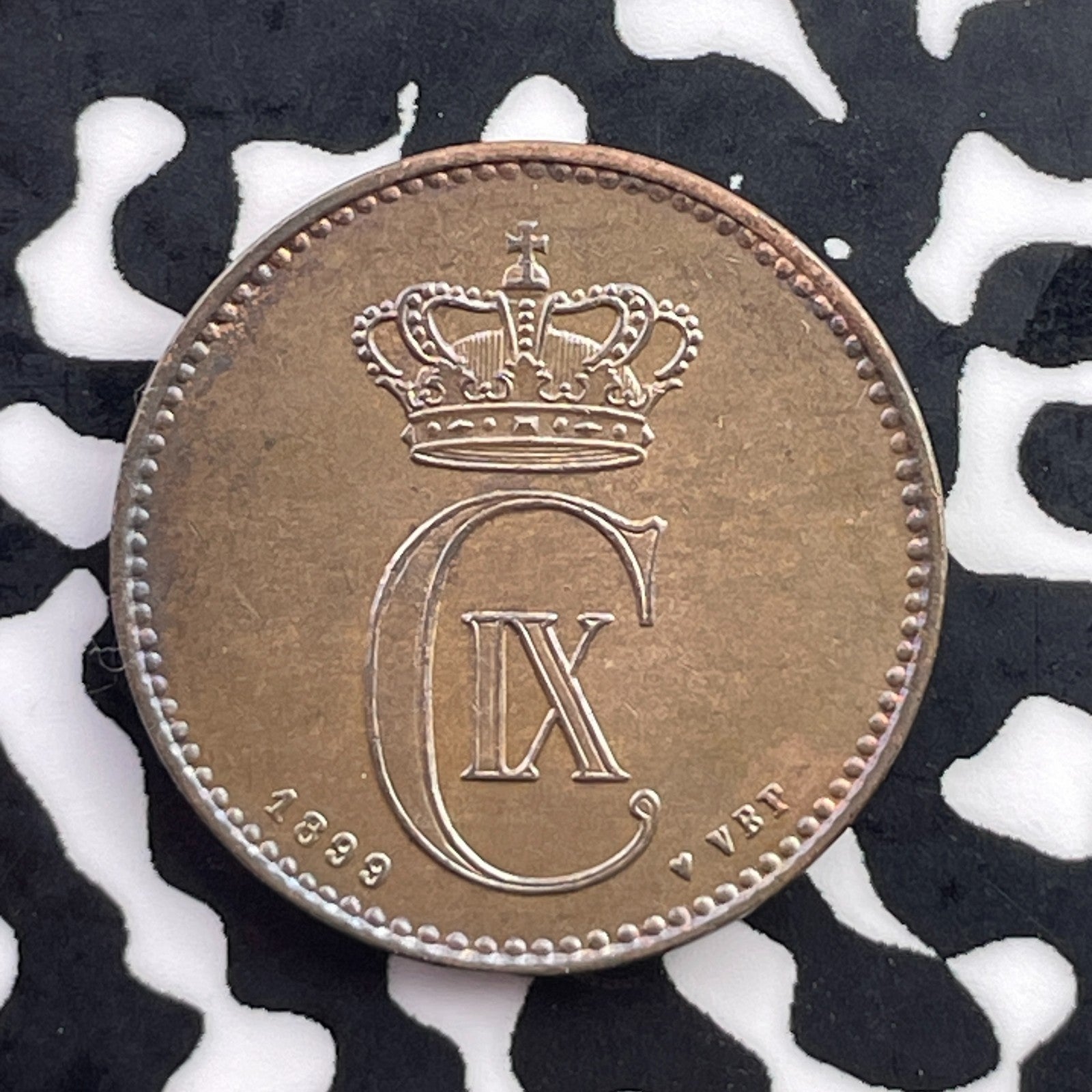 1899 Denmark 2 Ore Lot#C5684 High Grade! Beautiful!