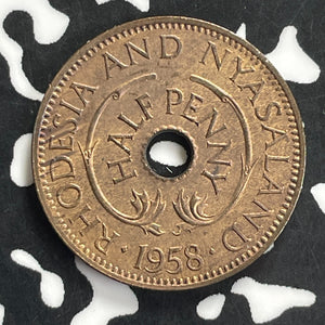 1958 Southern Rhodesia & Nyasaland 1/2 Penny Lot#C0213 High Grade! Beautiful!