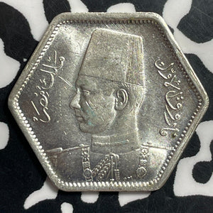 1944 Egypt 2 Piastres Lot#T1394 Silver! High Grade! Beautiful!