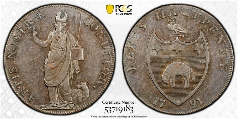 1791 G.B. Yorkshire Leeds 1/2 Penny Conder Token PCGS MS62BN Lot#G3690 DH#51