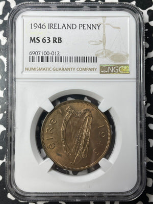 1946 Ireland 1 Penny NGC MS63RB Lot#G8945 Choice UNC!