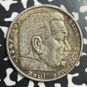 1936-A Germany 5 Mark Lot#T2376 Silver! High Grade! Beautiful! KM#86