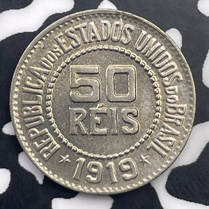 1919 Brazil 50 Reis Lot#C0962 High Grade! Beautiful!