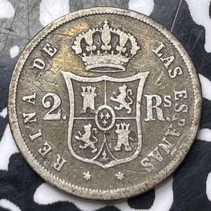 1862 Spain 2 Reales Lot#T2229 Silver!