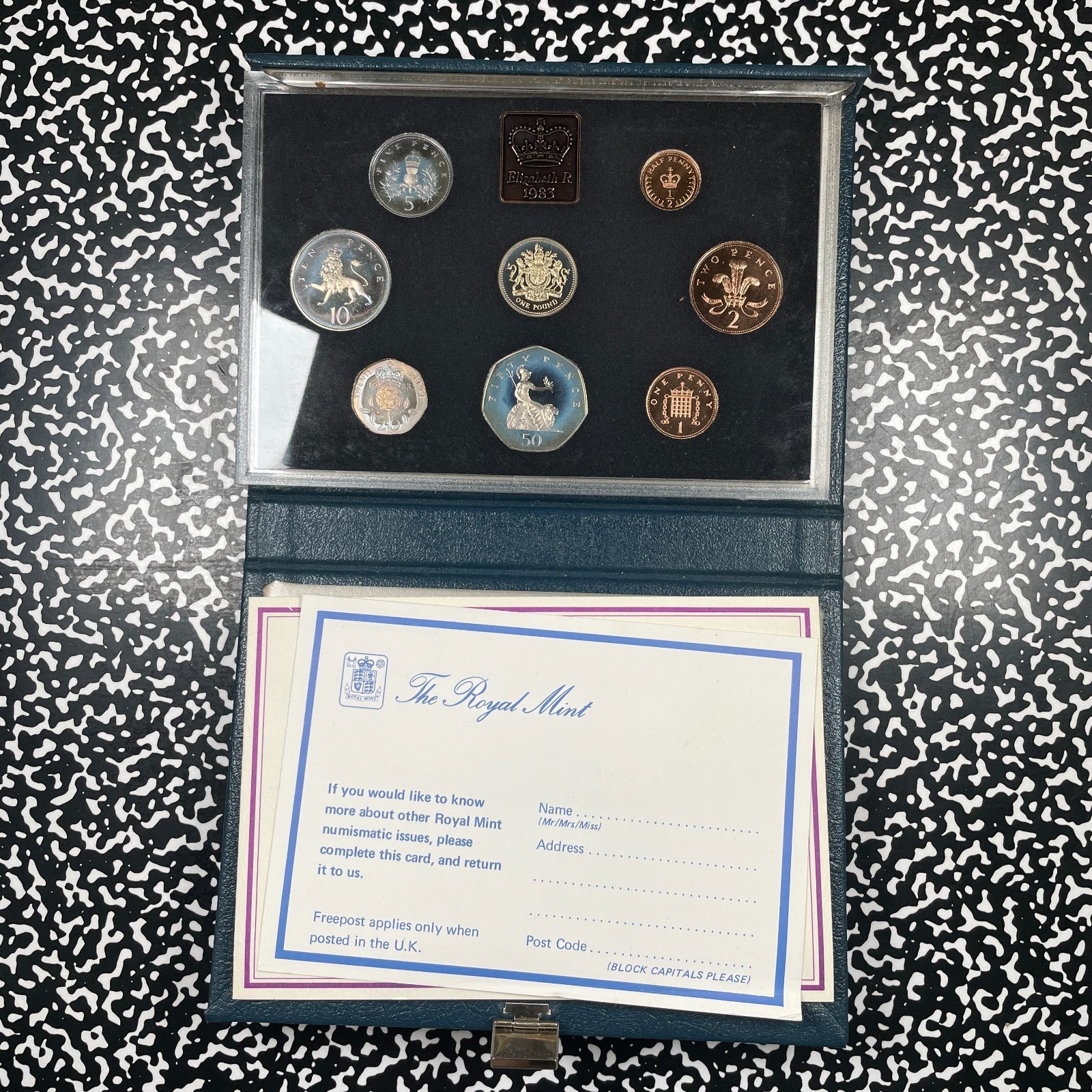 1983 Great Britain 8x Coin Proof Set Lot#B3511 With Case & C.O.A.