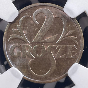 1938 Poland 2 Grosze NGC MS65BN Lot#G9153 Gem BU!