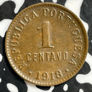 1918 Portugal 1 Centavo Lot#E5136 High Grade! Beautiful!