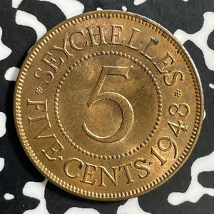 1948 Seychelles 5 Cents Lot#E7519 High Grade! Beautiful!