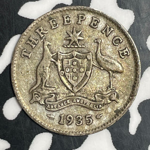 1935 Australia 3 Pence Threepence Lot#T2788 Silver!