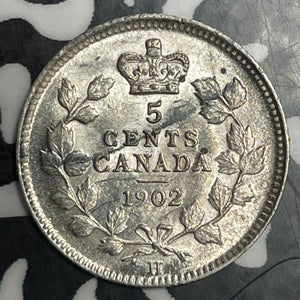 1902-H Canada 5 Cents Lot#T3221 Silver! High Grade! Beautiful!