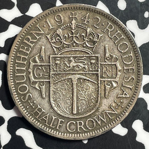 1942 Southern Rhodesia 1/2 Crown Half Crown Lot#T1484 Silver!