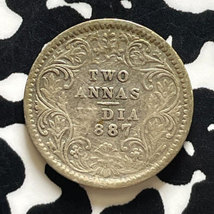 1887 India 2 Annas Lot#T5697 Silver!