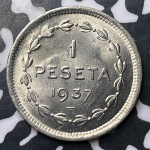 1937 Spain Civil War Euzkadi 1 Peseta Lot#MK324 High Grade! Beautiful!