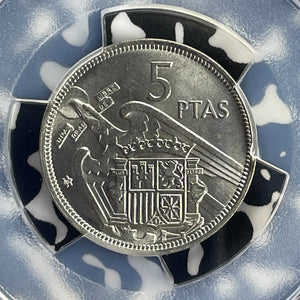 1957 (58) Spain 5 Pesetas PCGS MS62 Lot#G893 Choice UNC!  Key Date!