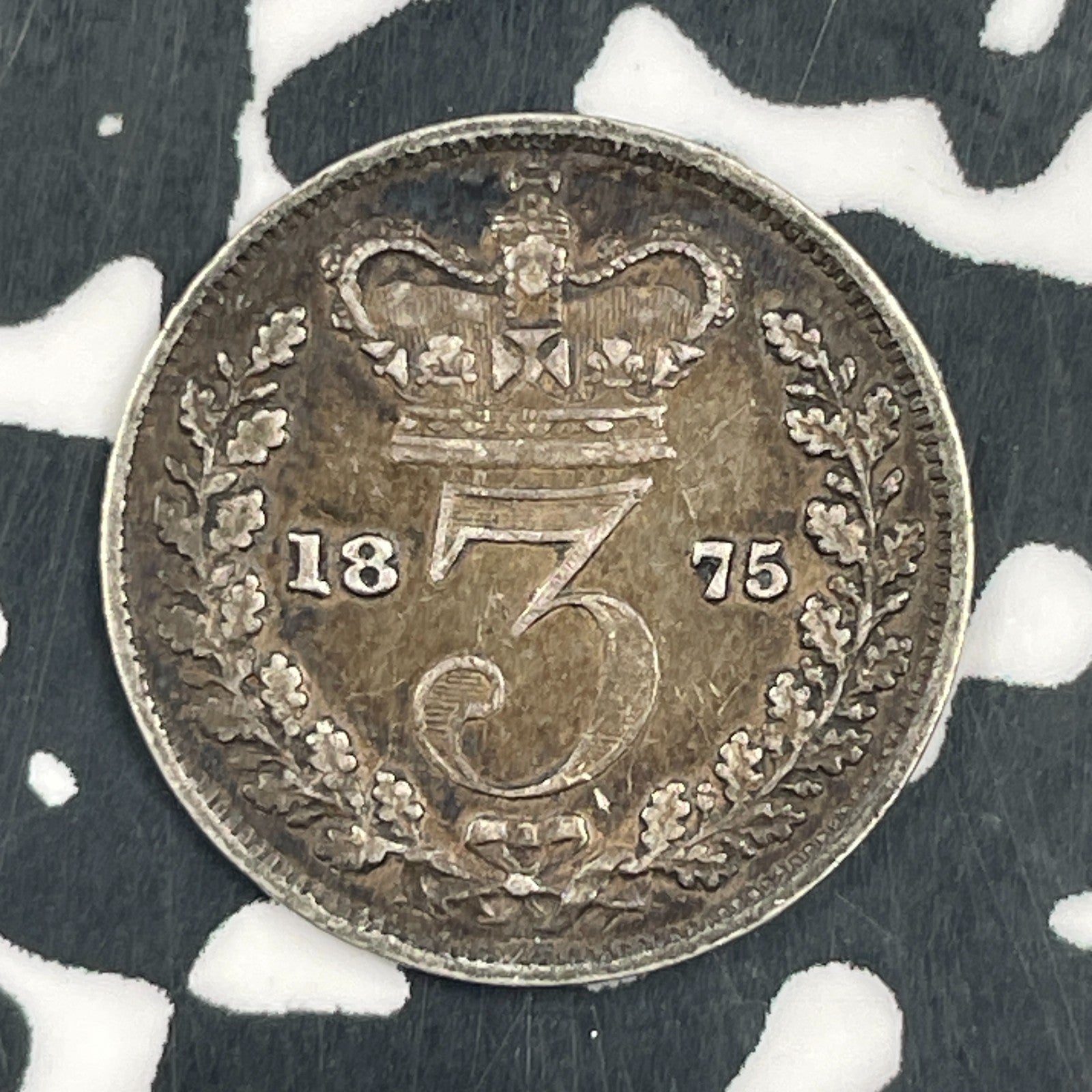 1875 Great Britain 3 Pence Threepence Lot#F5646 Silver!