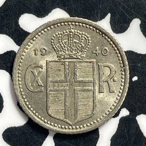 1940 Iceland 10 Aurar Lot#C0444 High Grade! Beautiful!