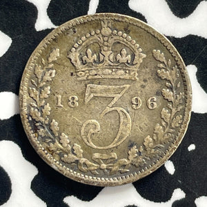 1896 Great Britain 3 Pence Threepence Lot#C0804 Silver!