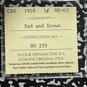 1918 Canada Large Cent ICCS MS63RB Lot#OV1599 Choice UNC!