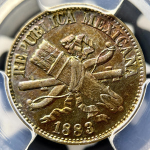 1883 Mexico 1 Centavo PCGS MS63 Lot#G9833 Choice UNC! Beautiful Toning! KM#392