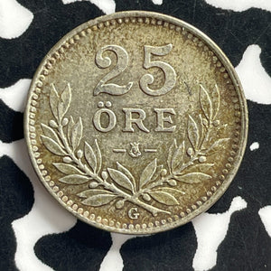 1937-G Sweden 25 Ore Lot#C0821 Silver!
