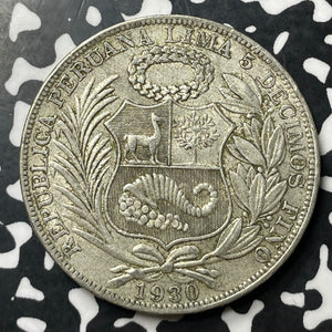 1930 Peru 1 Sol Lot#E7096 Large Silver Coin!