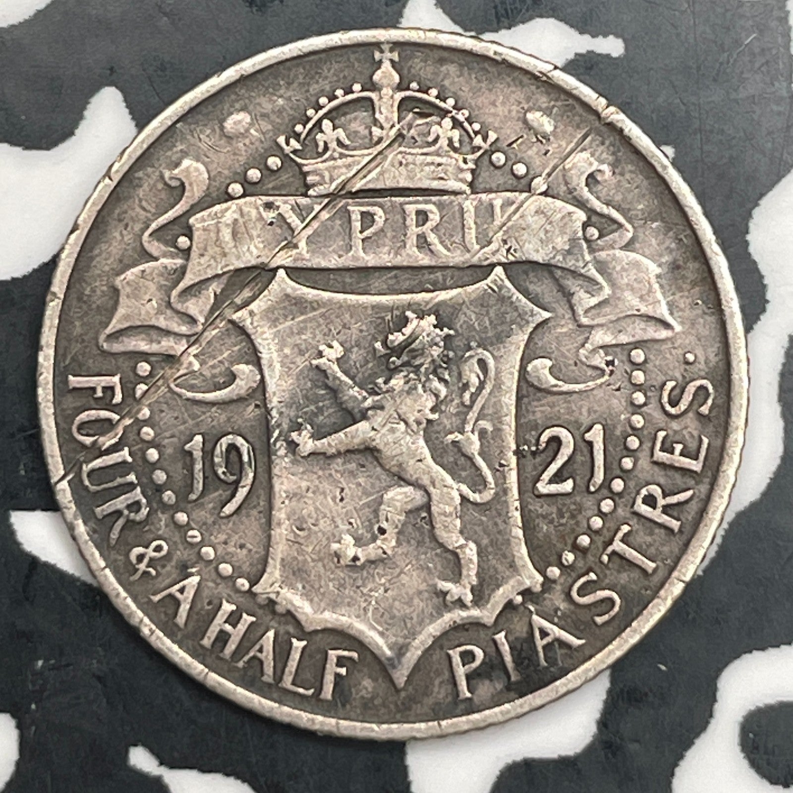 1921 Cyprus 9-1/2 Piastres Lot#F7124 Silver!