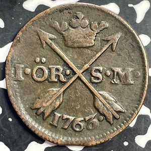 1763 Sweden 1 Ore Lot#T0148