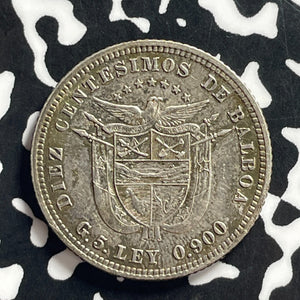 1904 Panama 10 Centesimos Lot#JM0038 Silver! Nice!
