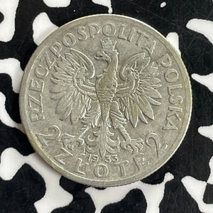1933 Poland 2 Zlote Lot#C1091 Silver!