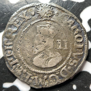 (1645-46) G.B. Charles I 2 Pence/ 1/2 Groat Lot#JM7115 Silver! Obverse Scratch