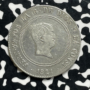 1821-MSR Spain 10 Reales Lot#JM9987 Silver!